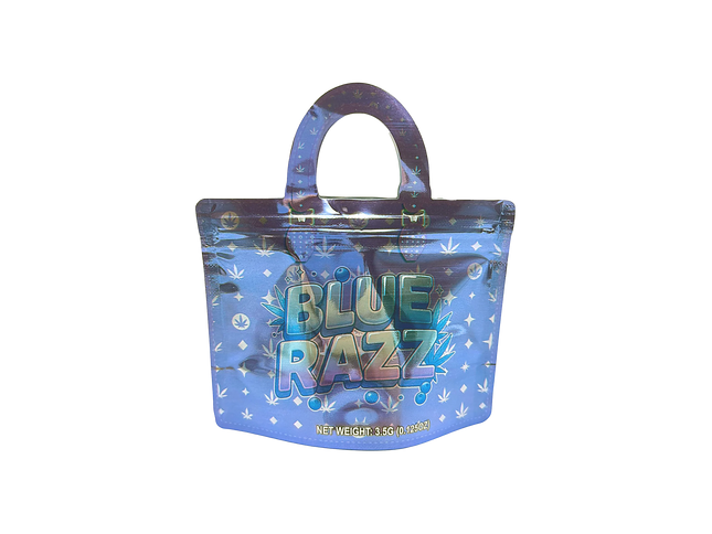 50 Count 4.5 x 3.5 Handbag Style Mylar Bags – Blue Razz
