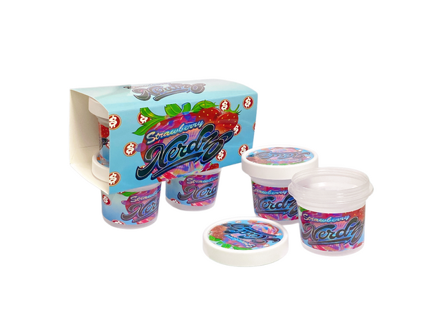 12-Pack Ice Cream Pint Style Containers with Lids & Display Boxes – Strawberry Candy Design