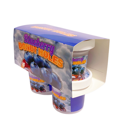 12-Pack Ice Cream Pint Style Containers with Lids & Display Boxes – Blueberry Donut Design