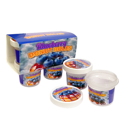 12-Pack Ice Cream Pint Style Containers with Lids & Display Boxes – Blueberry Donut Design