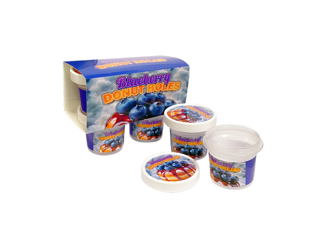 12-Pack Ice Cream Pint Style Containers with Lids & Display Boxes – Blueberry Donut Design