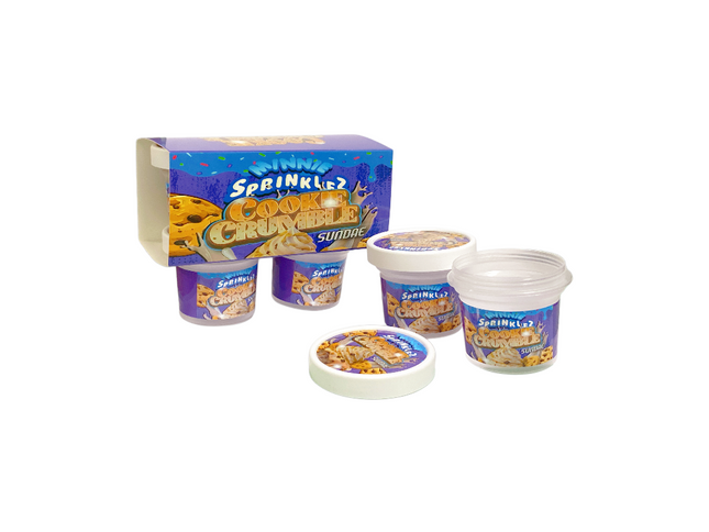 12-Pack Ice Cream Pint Style Containers with Lids & Display Boxes – Cookie Crumble Sundae Design