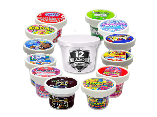 12 Pack 3.5g Mystery Exotic Ice Cream Pint Style Plastic Storage Pouches - Random Designs