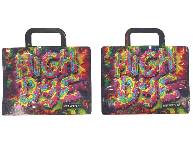 50 Pack 3.5G Shaped Mylar Storage Bags – High Dye Design