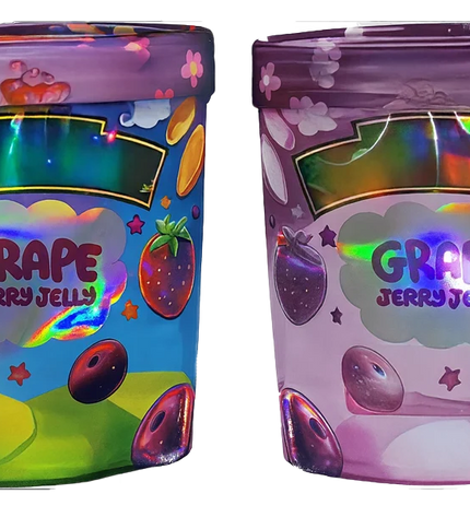50 Pack 3.5g Shaped Mylar Bags – Grape Dessert Graphic