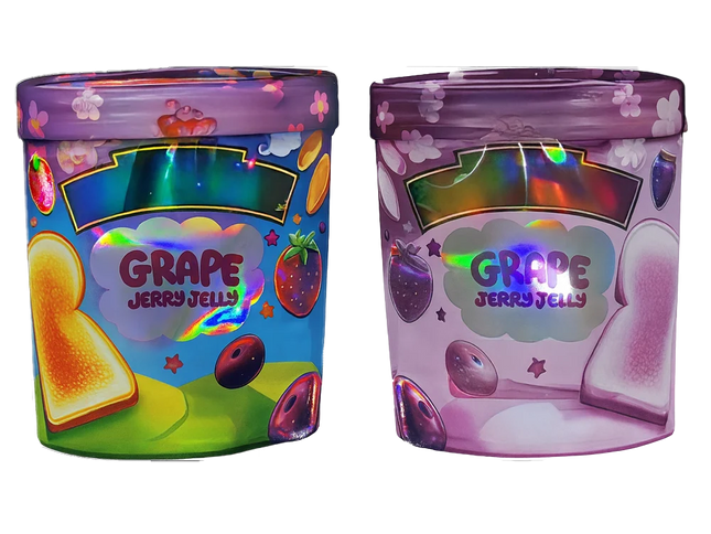 50 Pack 3.5g Shaped Mylar Bags – Grape Dessert Graphic