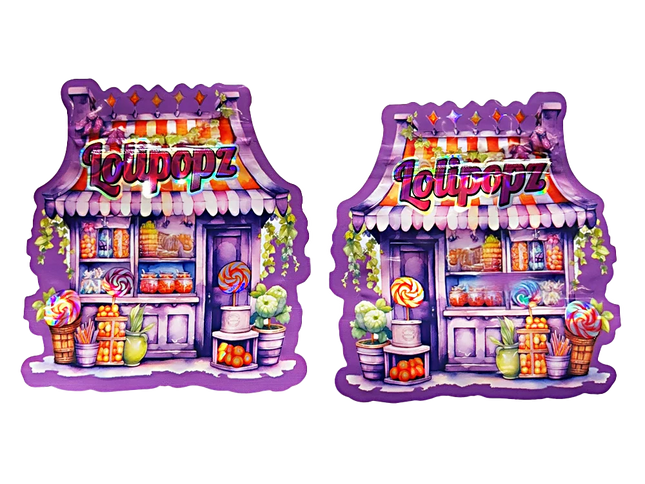 50 Pack 3.5g Shaped Mylar Bags – Colorful Candy Graphic