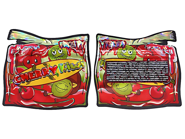 50 Pack 3.5g Shaped Mylar Bags – Cherry Kiwi Graphic