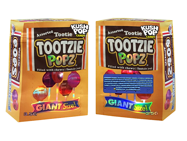 50 Pack 3.5g Shaped Mylar Bags – Tootsie Pop Graphic