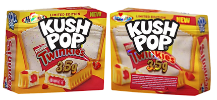 50 Pack 3.5g Shaped Mylar Bags – Strawberry Cake Graphic