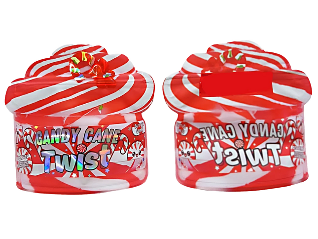 50 Pack 3.5g Shaped Mylar Bags – Candy Cane Twist Graphic