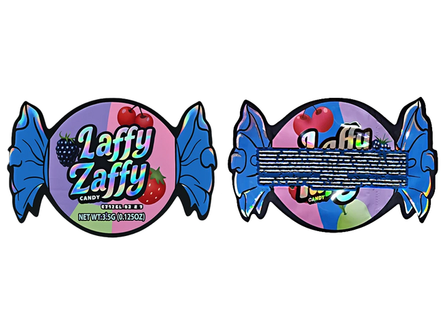 50 Pack 3.5g Shaped Mylar Bags – Laffy Candy Graphic