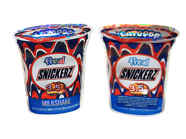 50 Pack 3.5g Shaped Mylar Bags – Chocolate Milkshake Graphic