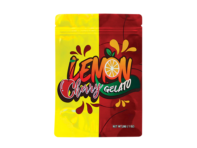50 Pack 28g Shaped Mylar Bags – Lemon Cherry Graphic