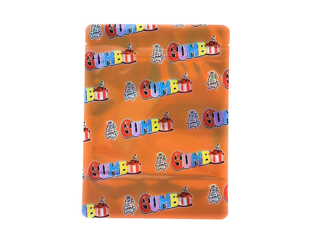 Mylar Bag Orange packaging with 'Filly Trap Gumb' branding on a white background