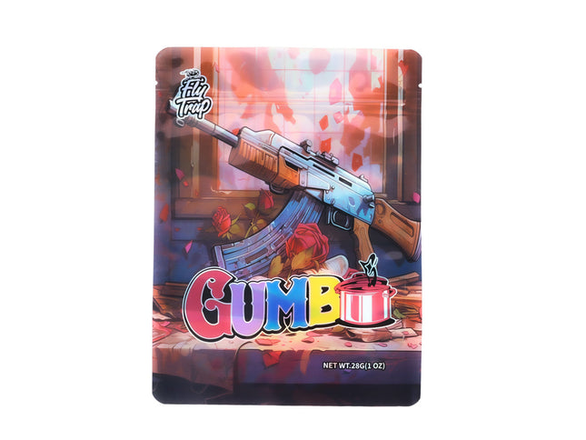 Mylar Bag Gumbi candy packaging with colorful design and text