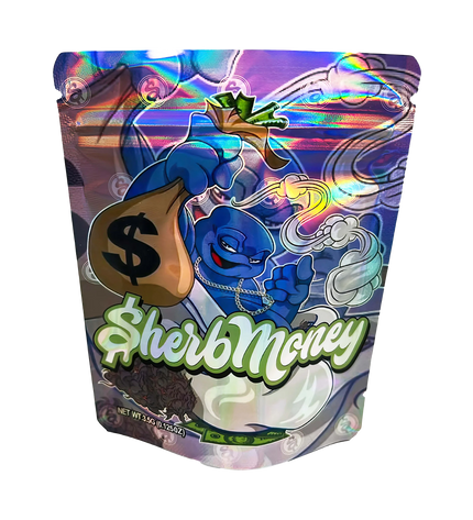 50 Pack 3.5g Decorative Mylar Bags – Colorful Money Graphic