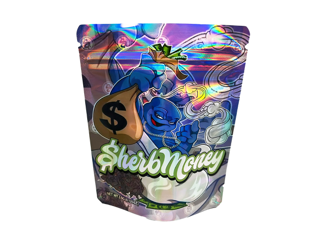 50 Pack 3.5g Decorative Mylar Bags – Colorful Money Graphic