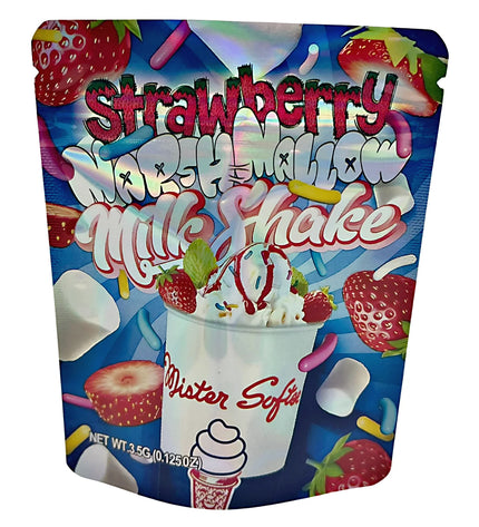 3.5G Mylar Bags, herb Mylar Bags, Where to buy mylar bags, Custom mylar bags near me, Mylar Bags Wholesale. Duster Softee strawberry marshmallow milkshake package with colorful design