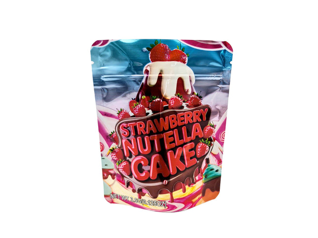 50 Pack 3.5g Strawberry Hazelnut Cake Mylar Bags | Mylar Kings Packaging