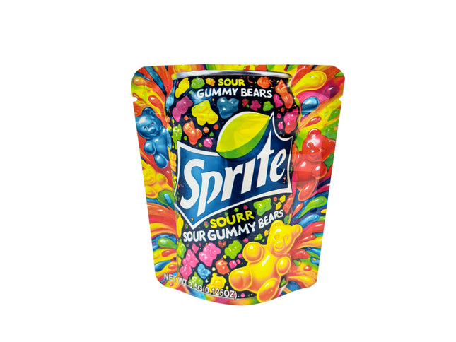 50 Pack 3.5g Sprite Sour Gummy Bears Mylar Bags | Mylar Kings