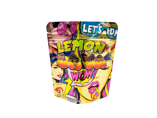 50 Pack 3.5g Lemon Lava Wow Mylar Bags | Mylar Kings Packaging