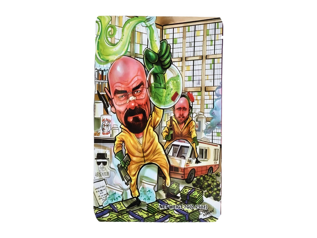 50 Pack 7g Unique Mylar Bags – Bald Character Graphic