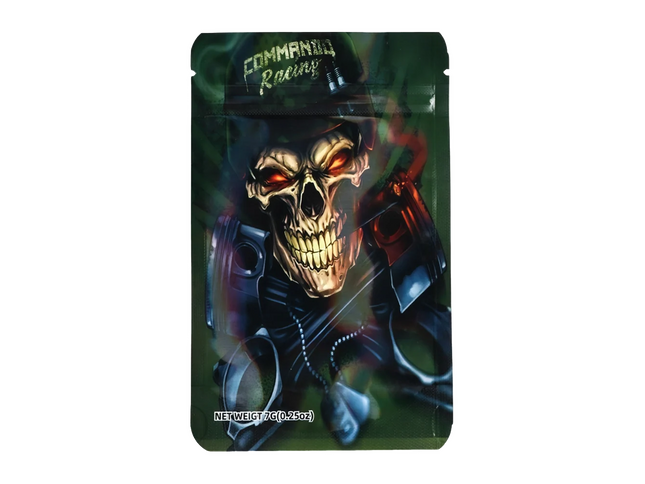 50 Pack 7g Unique Mylar Bags – Skull Racing Graphic