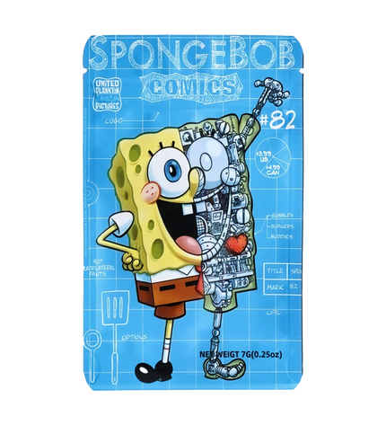 50 Pack 7g Mylar Bags – Sponge Cartoon Graphic