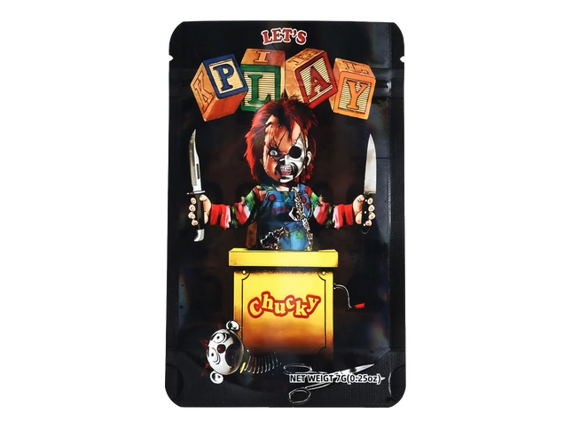 50 Pack 7g Mylar Bags – Chucky Character Graphic