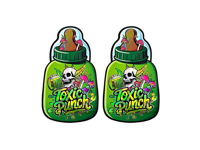 Baby Bottle Mylar bag 3.5g, herb Mylar Bags, Where to buy mylar bags, Custom mylar bags near me, Mylar Bags Wholesale. 2 pcs 3.5g Designer Toxic Punch Shaped Mylar Bag 