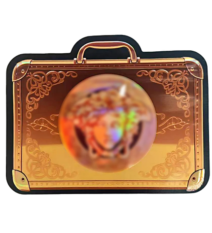 Mylar Bags  Decorative gold box with intricate designs on a white background
