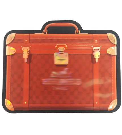 Mylar Bags Red suitcase with gold accents on a white background