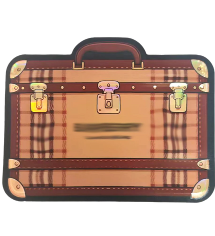 Mylar Bags Plaid suitcase design on a white background