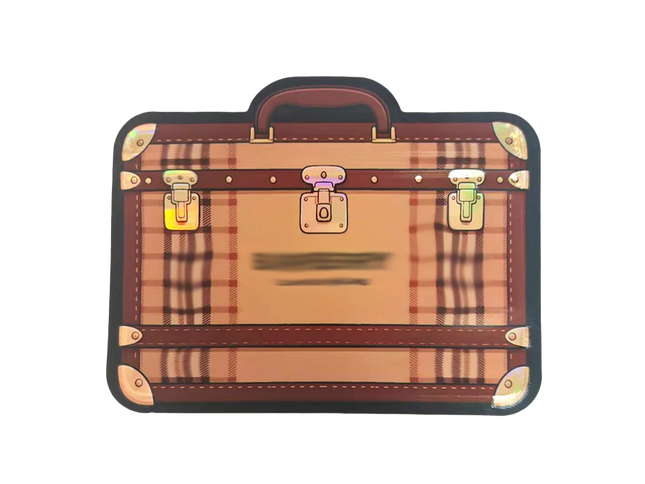Mylar Bags Plaid suitcase design on a white background