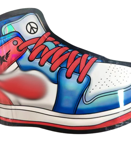 Mylar Bag Colorful sneaker with peace symbol on a white background