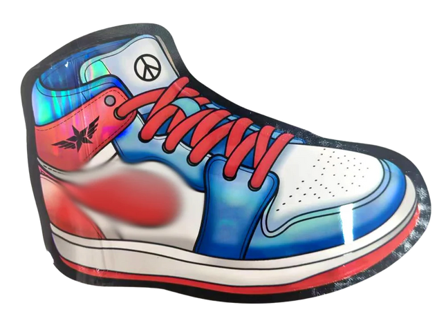Mylar Bag Colorful sneaker with peace symbol on a white background
