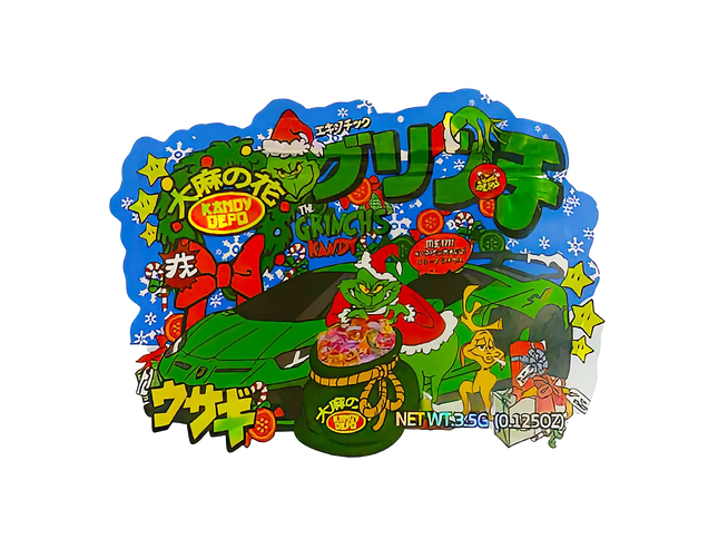 3.5g Shaped Mylar Storage Bag - The Grinch's K (50 Count)