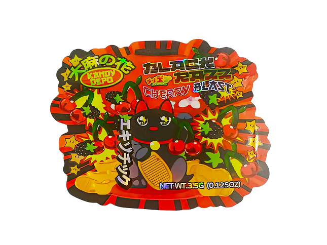 3.5g Shaped Mylar Storage Bag - Black Razz Cherry Blast (50 Count)