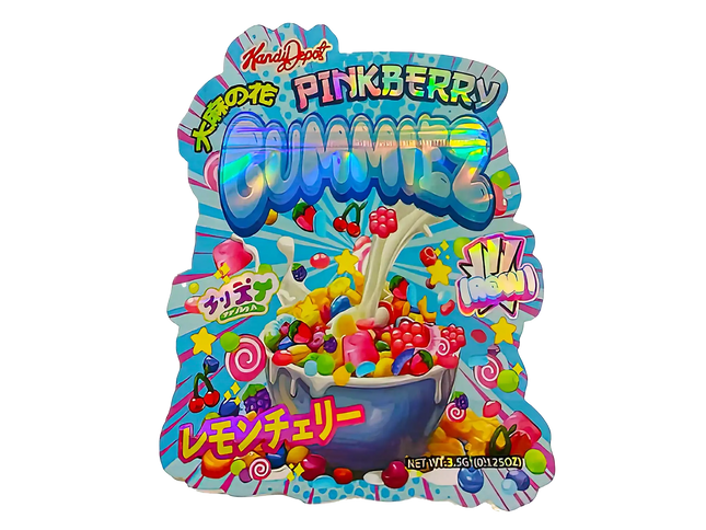 3.5g Shaped Mylar Storage Bag - PinkBerry Gmz (50 Count)
