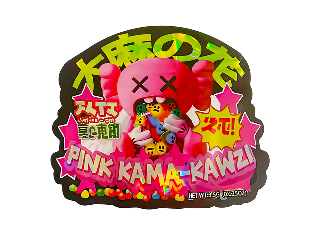 3.5g Shaped Mylar Storage Bag - Pink Kama-Kawzi (50 Count)