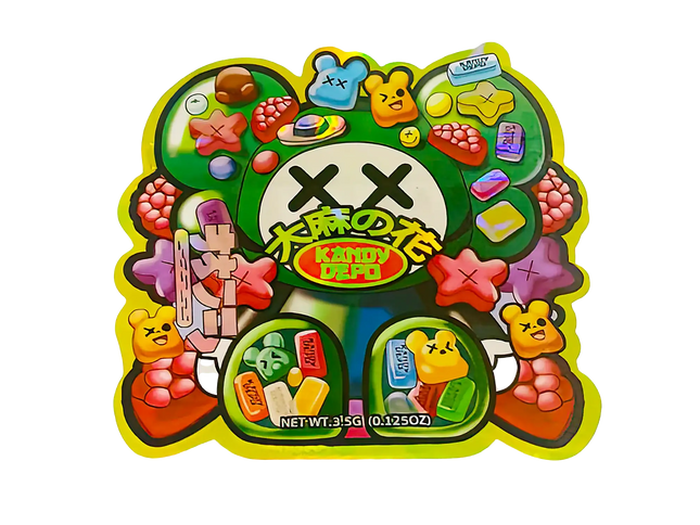 3.5g Shaped Mylar Storage Bag - Depo Bear XX (50 Count)