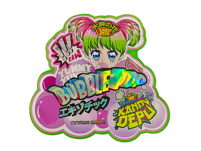 3.5g Shaped Mylar Storage Bag - Yummy Yummy Bubble Pop (50 Count)