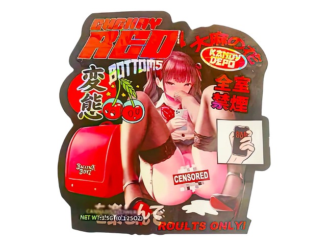 3.5g Shaped Mylar Storage Bag - Cherry Red Bottoms (50 Count)