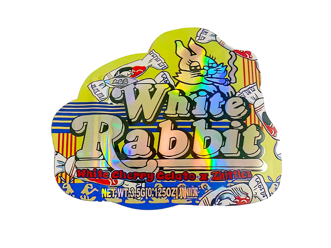 3.5g Shaped Mylar Storage Bag - White Rabbit (50 Count)