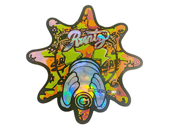 50 Pack 3.5G Shaped Mylar Bags – Colorful Runtz Design