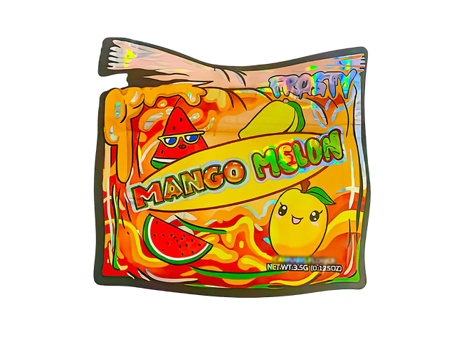 3.5g Shaped Mylar Storage Bag - Frosty Mango Melon 2 (50 Count)