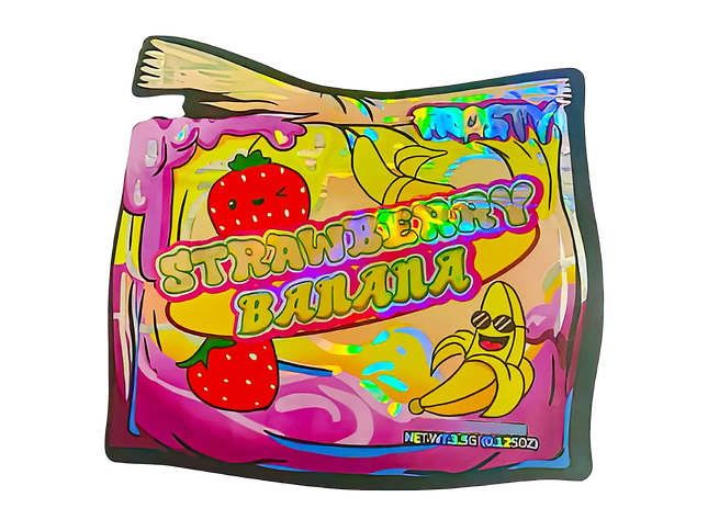 3.5g Shaped Mylar Storage Bag - Strawberry Banana 2 (50 Count)