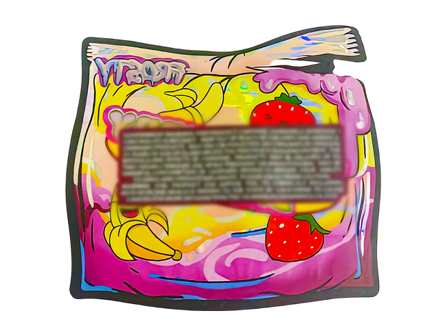 50 Pack 3.5G Shaped Mylar Bags – Strawberry Banana Design