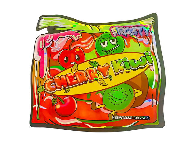 3.5g Shaped Mylar Storage Bag - Frosty Cherry Kiwi (50 Count)